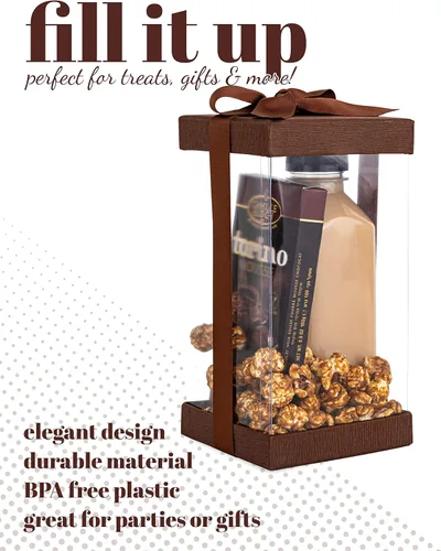 Vista 6 de Hammont Caja de regalo – Paquete de 6 cajas transparentes para regalos, pasteles, galletas y recuerdos de fiesta – Con base, tapa y cinta – Solución