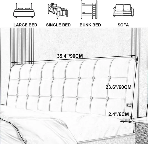 Vista 7 de Almohada de lectura con respaldo de cabecera rectangular, cojín de respaldo de cuña grande para reposo en cama, cojín extraíble para dormitorio