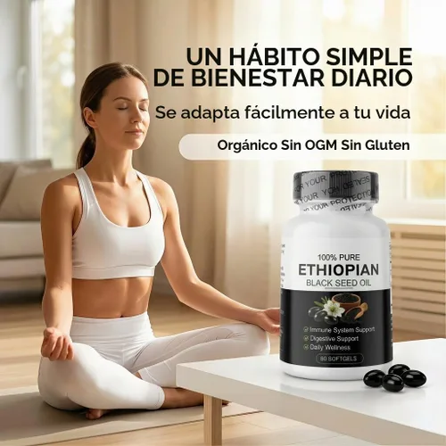 Vista 5 de Aceite de semilla negra etíope, prensado en frío, 60 cápsulas