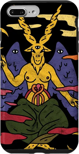 Vista 9 de Funda punk gótica para iPhone 15 Baphomet Psychedelic Satan Antichrist
