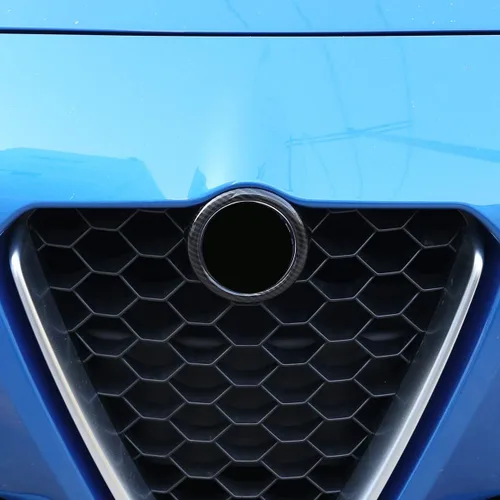 Vista 2 de Marco decorativo de rejilla frontal de plástico ABS para Alfa Romeo Giulia 2017-2020 (fibra de carbono, estilo A)