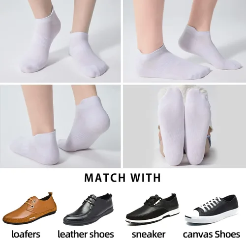 Vista 5 de Corlap Calcetines deportivos para correr al tobillo, delgados, invisibles, de corte bajo, para hombres y mujeres (5 y 8 pares), Blanco