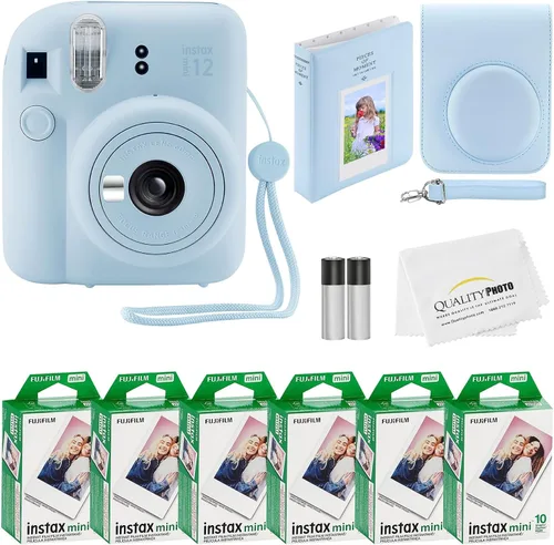 Vista 8 de Fujifilm Cámara instantánea Instax Mini 12 + 60 impresiones fotográficas + paquete de calidad fotográfica, funda, calcomanías decorativas, marcos