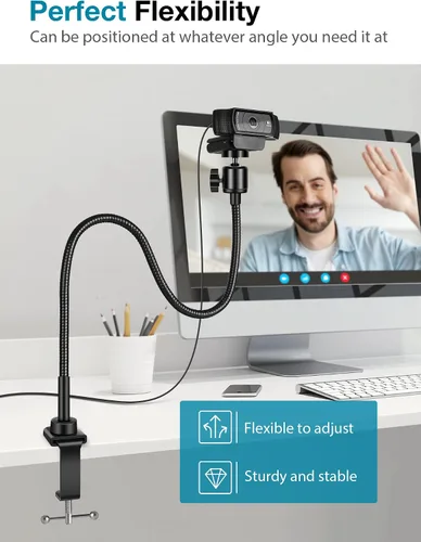 Vista 4 de Soporte para cámara web InnoGear con soporte para teléfono, brazo de cámara de escritorio de cuello de cisne para cámara web Logitech BRIO 4K C960