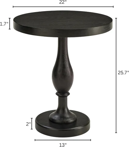Vista 2 de Roundhill Furniture Solmere - Mesa auxiliar redonda de madera de 22 pulgadas, color negro