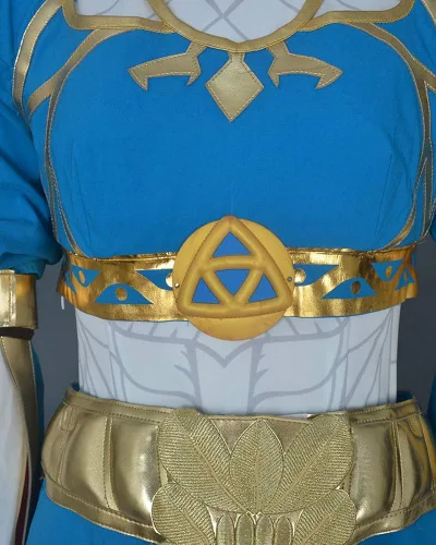 Vista 4 de miccostumes Disfraz de princesa para mujer, disfraz azul con accesorios