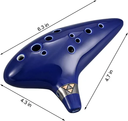 Vista 4 de Ocarina Piccolo de cerámica Alto C de 12 agujeros, regalo de instrumento musical para adultos principiantes con soporte de exhibición, libro