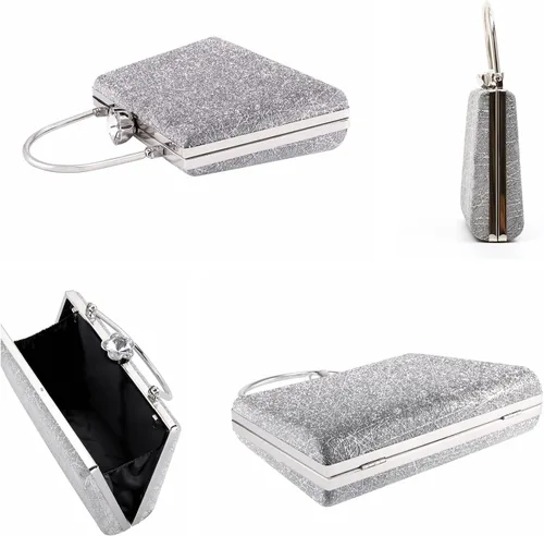 Vista 6 de Ayliss Bolso de noche para mujer con asa superior para boda bolso cruzado para cóctel graduación esmerilado