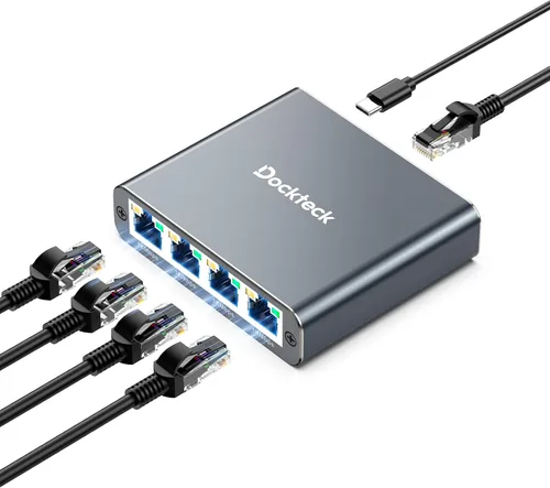 Vista 9 de Divisor de Ethernet 1 a 3 de 1000Mbps, divisor de cable de Internet Dockteck 1 entrada y 3 salidas, interruptor de red de alta velocidad Gigabit
