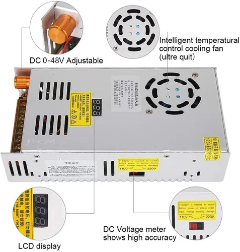 Vista 3 de Convertidor de voltaje de corriente CC ajustable AC 110V-220V a DC 0-48V 10A Módulo Fuente de alimentación conmutada Pantalla digital Regulador