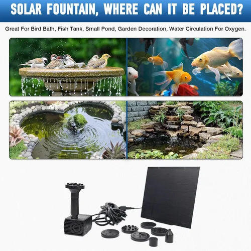 Vista 4 de MASO - Bomba de fuente solar, bomba de estanque de panel solar, bomba de agua de 7 V, 1,2 W, 200 L/H