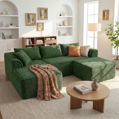 Vista 14 de Vesgantti 106" Boneless Couch with Chaise, U Shaped Deep Seat Comfy Cloud Modular Sofa Chenille Memory Foam Sectional Couches for Living Room
