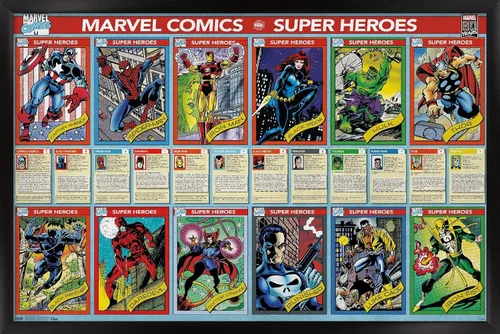 Vista 8 de Trends International Marvel Comics - Marvel 80th Anniversary - Cards Wall Poster, 14.725" x 22.375", Barnwood Framed Version