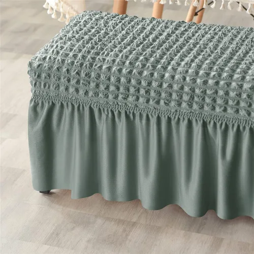 Vista 5 de SZJIAHTM Funda elástica suave para banco de comedor con falda, protector de reposapiés de poliéster, celosía de burbujas, fundas para banco de piano
