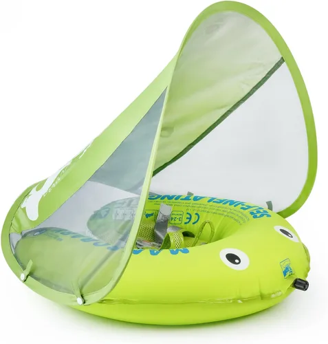 Vista 25 de Mambobaby Float Add Tail Flotador de natación para bebé/bebé con toldo, no inflable, sólido, mejorado, suave, impermeable, material de cuero
