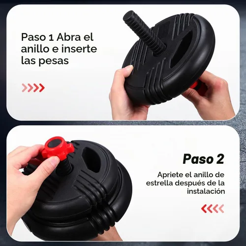 Vista 8 de Garneck Asas de mancuernas roscadas, 2 asas ajustables con 4 collares de bloqueo giratorio de 1 pulgada para entrenamiento deportivo