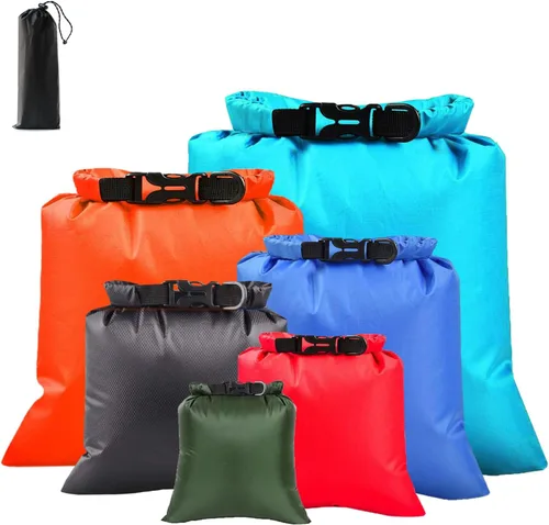 Vista 8 de 6 bolsas secas impermeables, bolsas secas ligeras para kayak, impermeables, bolsa impermeable al aire libre para kayak, senderismo, canotaje