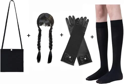 Vista 6 de YPGRMV Girl Wednesday Addams Fashion Cosplay Costume Skirt Birthday Present Dress Halloween t-Shirt
