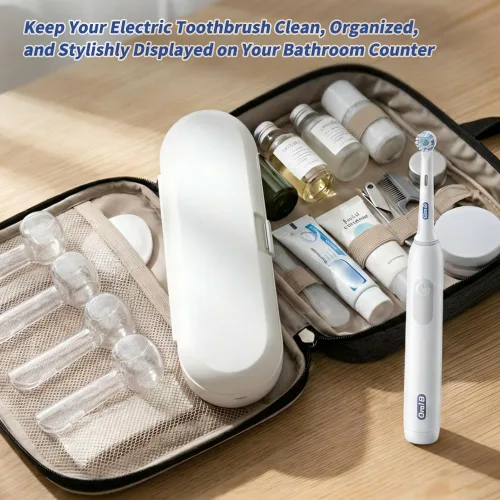 Vista 5 de Estuche de viaje para cepillos de dientes eléctricos Oral-B, 4 fundas para cabezales de cepillo de dientes compatibles con cabezales de cepillo