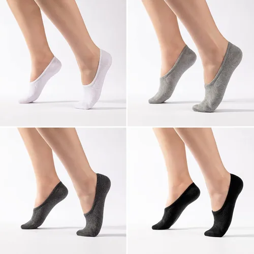 Vista 3 de IDEGG Calcetines invisibles para mujeres y hombres, 12 pares de calcetines atléticos antideslizantes de corte bajo casuales con antideslizantes