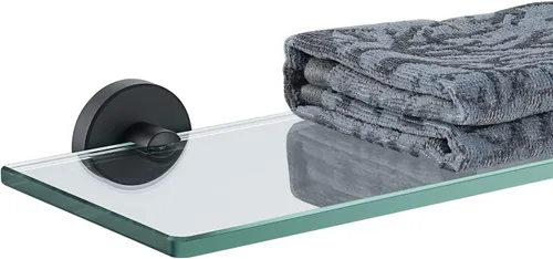 Vista 14 de JQK Pequeños estantes flotantes de vidrio negro, repisas de exhibición de 4 pulgadas para pared, mini decoración, sala de estar, dormitorio, baño