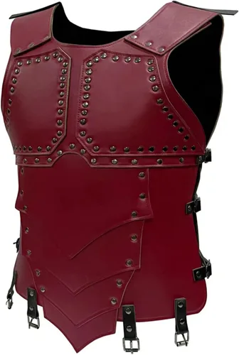 Vista 4 de Armadura medieval para el pecho para hombre, disfraz de caballero de caballero, armadura de cuero vikingo, LARP, Halloween, fiesta de cosplay