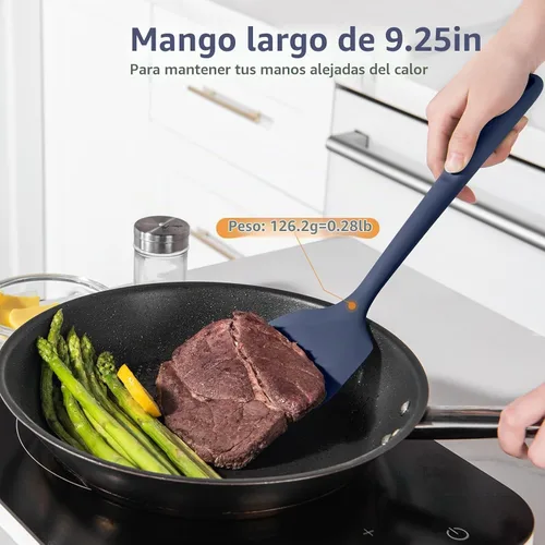 Vista 5 de Espátula de silicona resistente al calor de 600 ℉: espátula de cocina sólida U-Taste de 13.6 pulgadas, sin BPA, utensilio de cocina flexible y fino