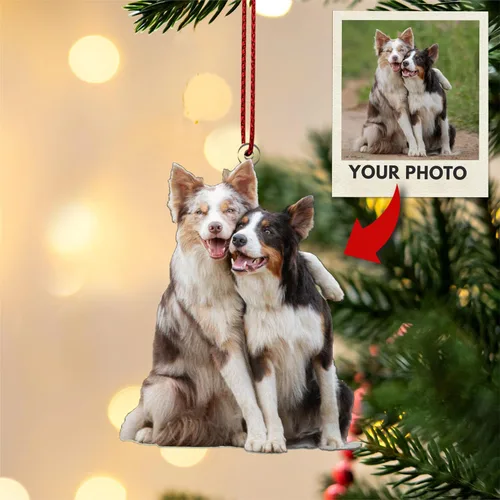 Vista 7 de Adorno fotográfico personalizado, adornos de Navidad personalizados, impresión de doble cara, acrílico 2D, 3.5 pulgadas, 4.25 pulgadas o 5.25