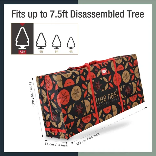 Vista 6 de Tree Nest Oxford Bolsa de almacenamiento para árbol de Navidad, 7.5 pies, con ruedas, impermeable, rectangular, elegante, cierre de cremallera