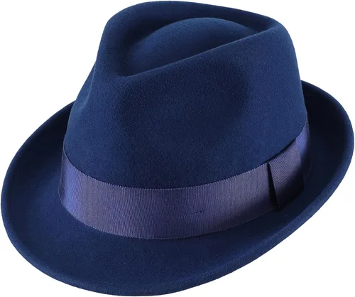 Vista 27 de Home Prefer Sombrero de invierno de fieltro de lana para hombre Sombrero de ala corta Fedora