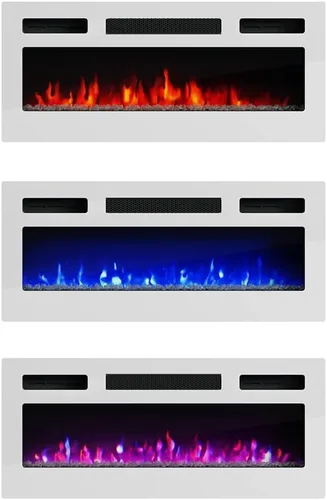 Vista 7 de Calentador de pared empotrado para chimenea eléctrica de 31.5 pulgadas, 1500 W/5100 BTU (blanco)