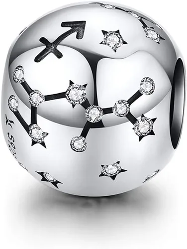 Vista 12 de Abalorio de constelación de plata de ley 925 con piedra natal para pulsera Pandora, regalo para aniversario, cumpleaños, Navidad Acuario A