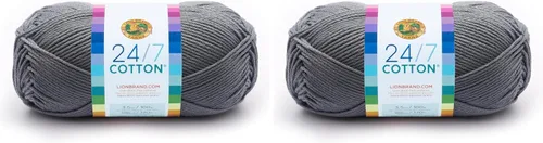 Vista 94 de Lion Brand Yarn - Hilo ligero 24/7 de algodón para tejer, hacer ganchillo y manualidades, Ámbar, paquete de 1 Light Worsted 100% Mercerized Cotton