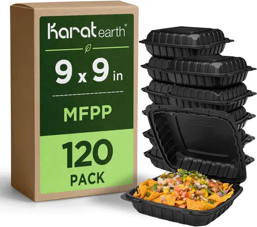 Vista 12 de KARAT EARTH Clamshell - Recipientes de alimentos para llevar [6 x 6 pulgadas - 400 quilates] para llevar, aptos para microondas, congelador