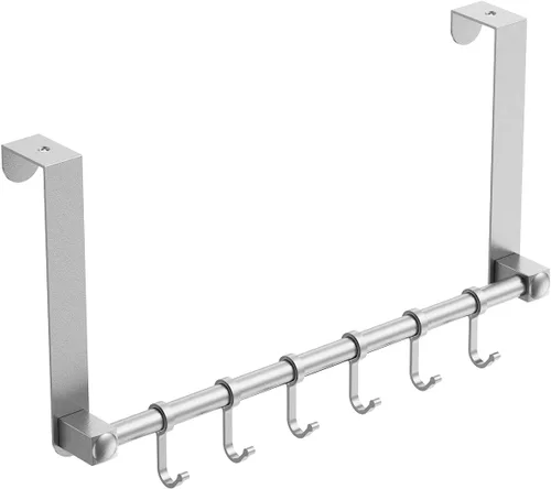 Vista 9 de Ganchos para colgar sobre la puerta, ganchos ajustables resistentes para colgar sobre la puerta, organizador para baño, color negro heavy duty