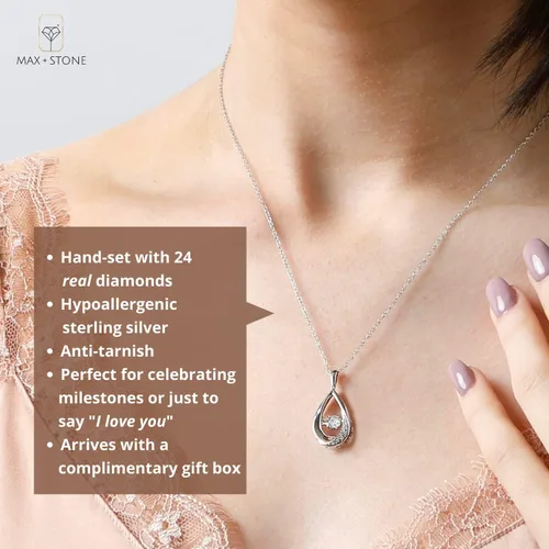 Vista 2 de MAX + STONE Collares de diamantes bailarines para mujer Collar de diamantes de plata de ley con cadena de 18 pulgadas Collares con colgante