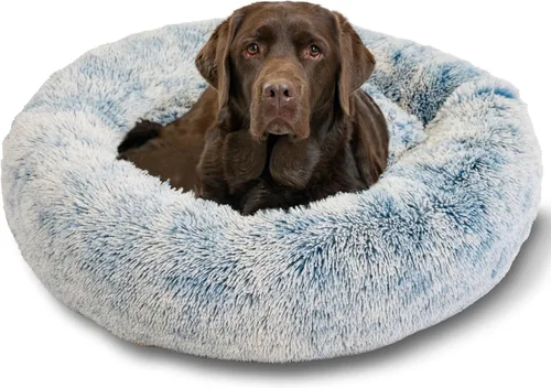 Vista 95 de Best Friends by Sheri - The Original Calming Donut - Cama calmante en forma de dona para perros y gatos - Pelo largo, azul bebé, M, 30 x 30 pulgadas