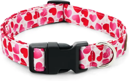 Vista 17 de Tunkoo Pink Daisy - Collar para perro, lindo collar ajustable de algodón de alta calidad, hebilla de plástico duradero para niños pequeños, medianos