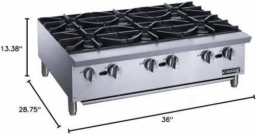 Vista 4 de Dukers Placa caliente con 6 quemadores COMBINADO: 168000 BTU/H DCHPA36