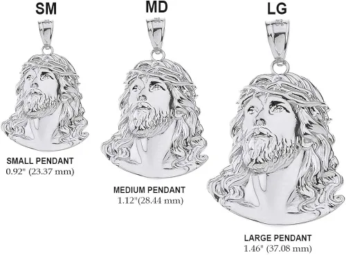 Vista 2 de Collar con dije de cabeza de Jesús joyería religiosa 092 pulgadas