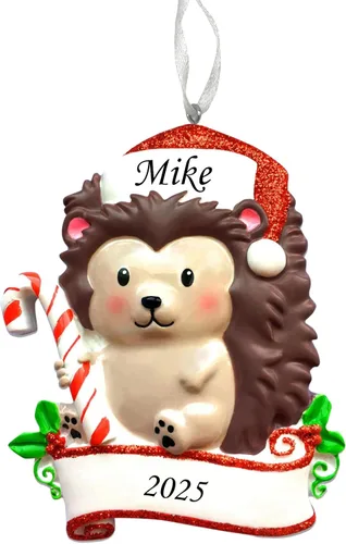 Vista 6 de 2025 Adorno de Navidad personalizado para niños – Recuerdo festivo con nombre y año personalizados – Adorno de árbol de Navidad con diseño de animal