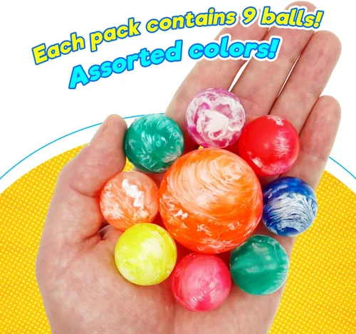 Vista 3 de 2CHILL Hi Bounce - Pelotas pequeñas con rebote para niños, estilos surtidos (2 paquetes, 18 bolas en total) – Pelotas de goma coloridas de 1-1.75