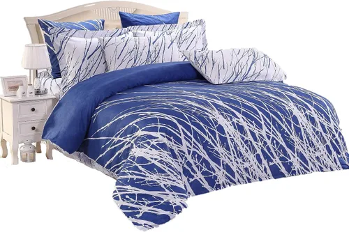 Vista 3 de Swanson Beddings - Juego de ropa de cama (100 % algodón), ramas de árbol Funda de edredón, fundas de almohada., Algodón, verde-blanco, gemelo