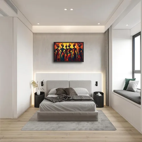 Vista 6 de Arte de pared grande para sala de estar, lienzo africano, decoración de pared, imágenes tribales afroamericanas, siluetas de mujeres, pinturas