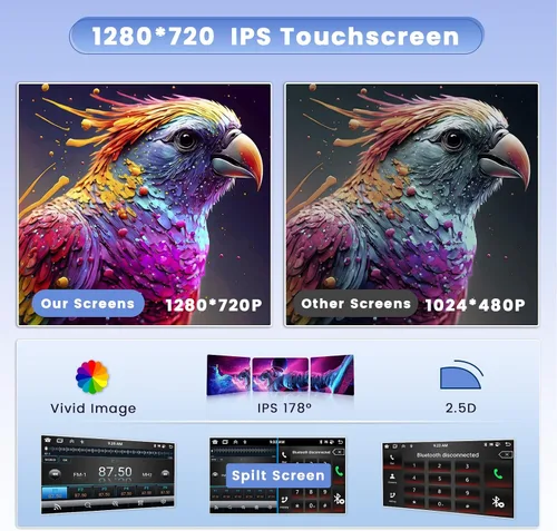 Vista 4 de 8 Core 4+64 GB 7 pulgadas Android 15 Doble DIN coche estéreo inalámbrico Carplay, pantalla táctil Android Auto receptor de radio de coche con 59UI