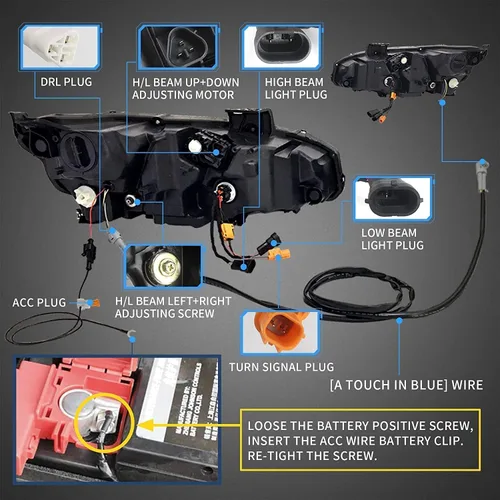 Vista 5 de VLAND Faros delanteros compatibles con Honda Civic 2016-2021 con señal de giro secuencial