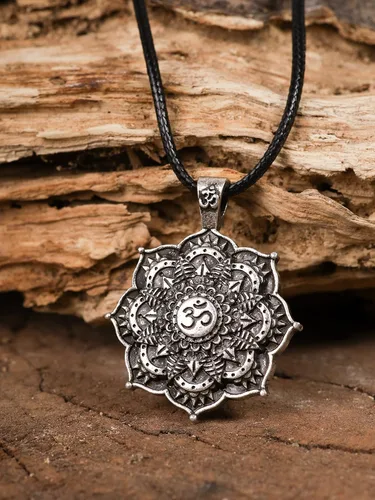 Vista 3 de HAQUIL Mandala Flower of Life Necklace, Buddhist Lotus Flower Mandala Pendant, Mandala Jewelry Gift for Women Men