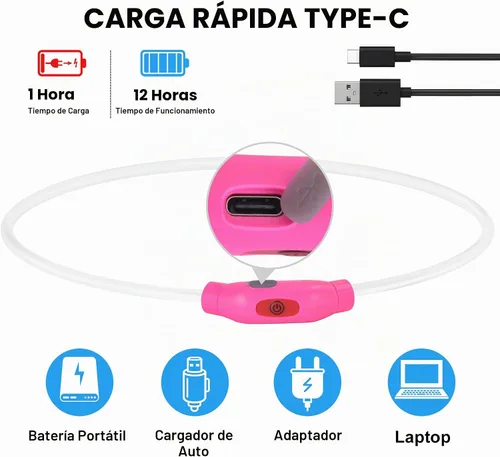Vista 5 de NOVKIN Collar de perro LED, collar de perro iluminado para caminar por la noche, impermeable IP67, collar para mascotas recargable por USB, luces