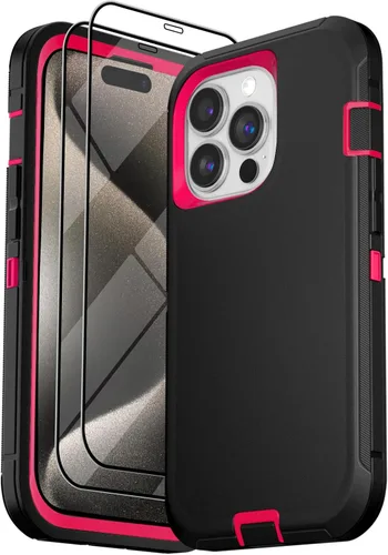 Vista 15 de Funda para iPhone 15 Pro Max (6.7 pulgadas), con 2 protectores de pantalla de vidrio templado