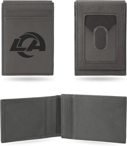 Vista 7 de Rico Industries - Cartera de bolsillo frontal con grabado láser NFL de fútbol, gris, compacta/cómoda/delgada